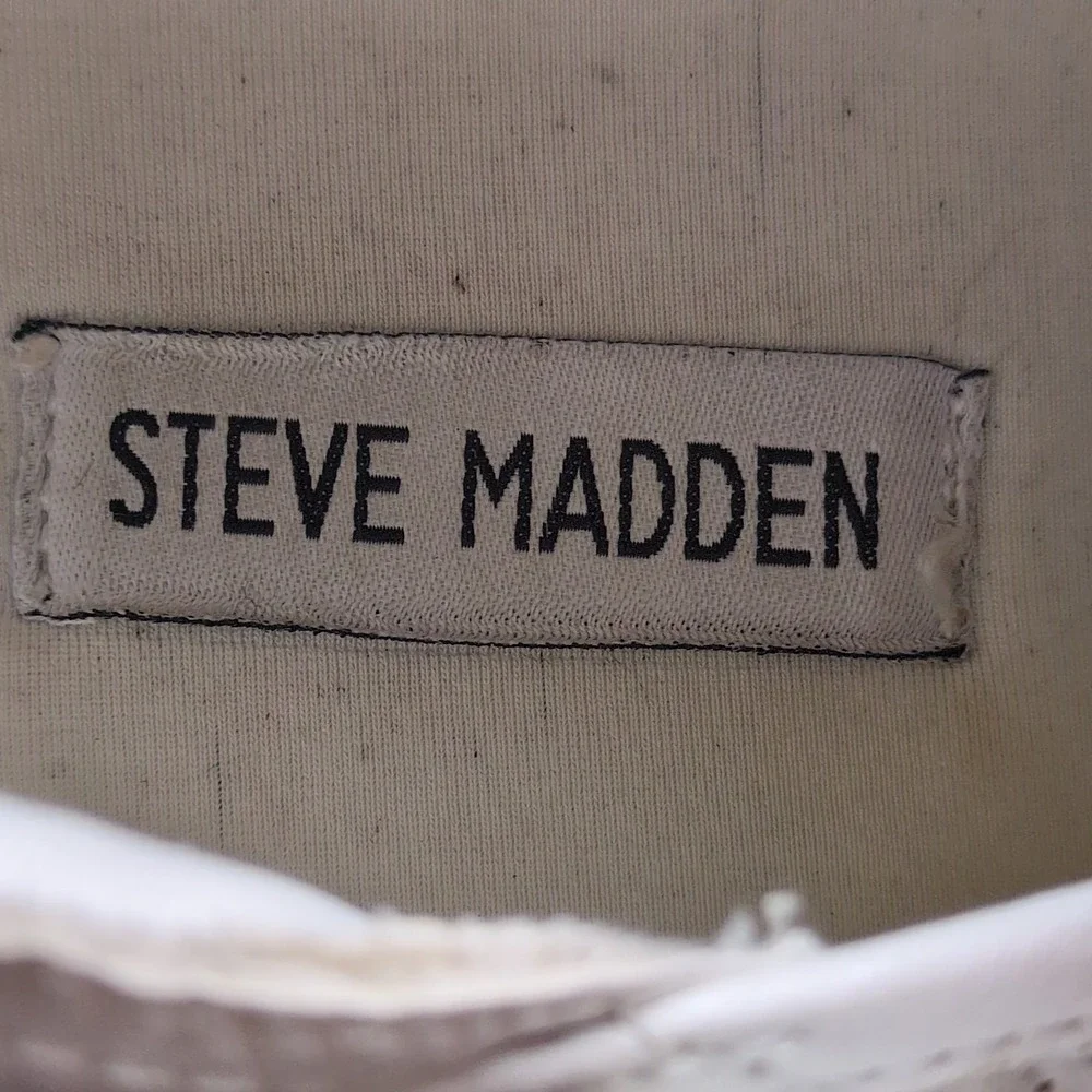 Steve Madden Sneakers Womens‎ Measure White 8 Fitness Running Shoes Side Zip